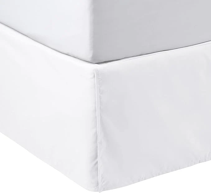 Clean Amazon Basics Lightweight Pleated Wrinkle Resistant Fade Resistant Bed Skirt Machine Washable 16-Inch Drop Queen Bright White Top-Quality
