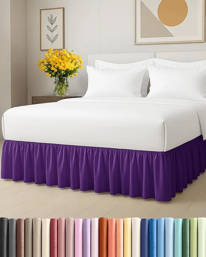 High-Grade Bedskirt Twin Size Ruffle - 15 inch Drop Dust Ruffle Bed Skirt with Platform - Ultra-Soft Easy Fit Premium Hotel Quality - Wrinkle Fade amp Shrink Resistant - for Women Men Kids and Teens - Purple Natural