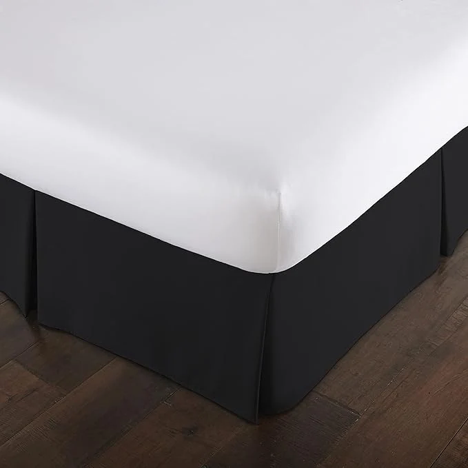 Certified Southshore Fine Living Inc. California King Bed Skirt 14 Inch Drop - Black Dust Ruffle with Split Corners - Pet Hair Resistant Cal King Bed Skirt Wrinkle Resistant Fade Resistant - Black Relaxed