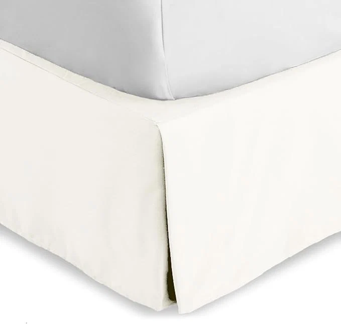 Casual Bare Home Queen Bed Skirt - 15-Inch Tailored Drop Easy Fit - Bed Skirt for Beds - Center amp Corner Pleats Queen Cream Natural