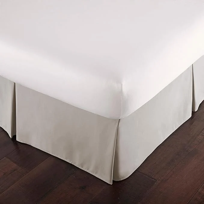 Exclusive Southshore Fine Living Inc. Pleated Queen Bed Skirt 14 Inch Drop - Bone Colored Dust Ruffle Queen Size Like Khaki Oatmeal Cream - Pet Hair Resistant Bed Skirt Easy Care Microfiber - Natural Beige Trusted