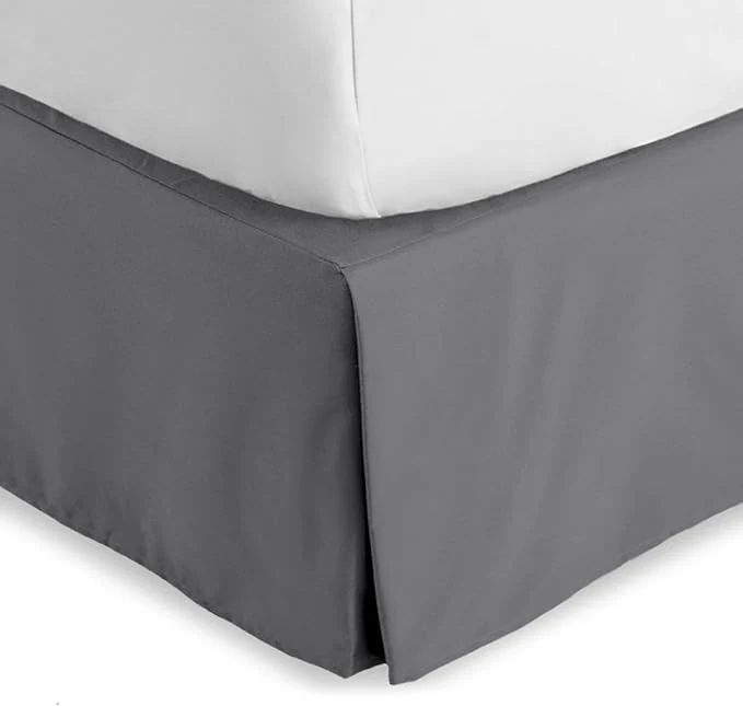 Dependable Bare Home California King 15-Inch Tailored Drop Easy Fit - Bed Skirt for Cal King Beds - Center amp Corner Pleats Grey High-Grade