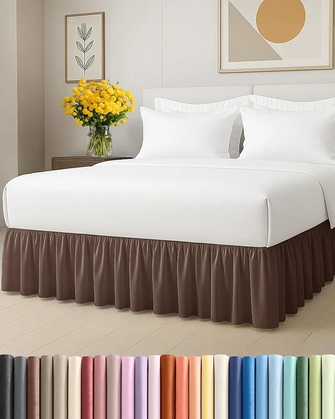 Exceptional Bedskirt Twin Size Ruffle - 15 inch Drop Dust Ruffle Bed Skirt with Platform - Ultra-Soft Easy Fit Premium Hotel Quality - Wrinkle Fade amp Shrink Resistant - for Women Men Kids and Teens - Brown Fine