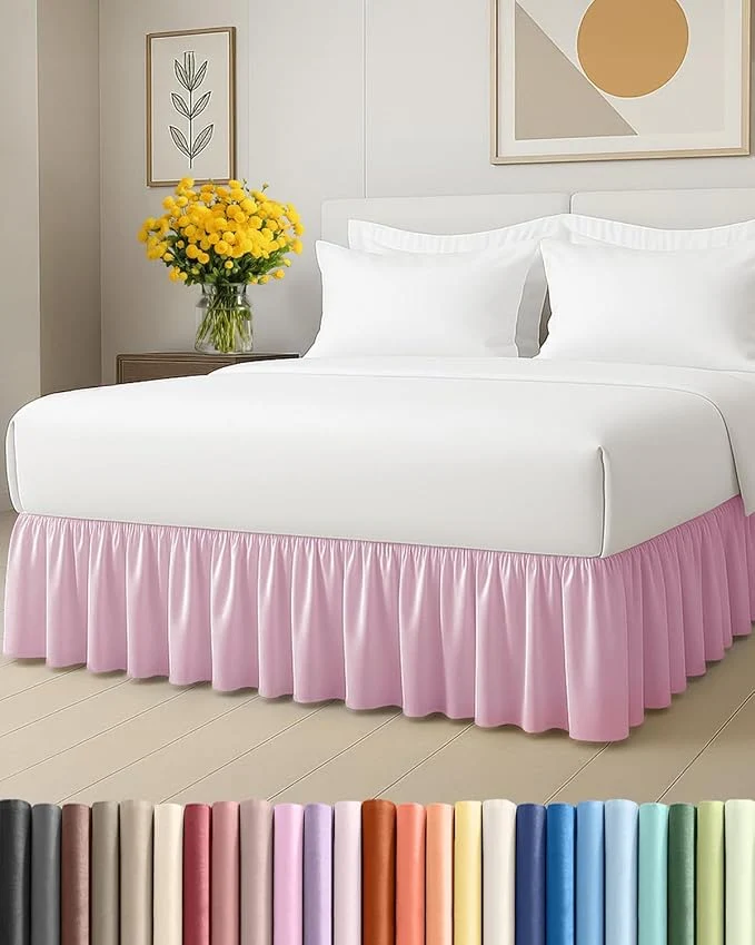 Advanced Bedskirt Twin Size Ruffle - 12 inch Drop Dust Ruffle Bed Skirt with Platform - Soft Easy Fit Premium Hotel Quality - Wrinkle Fade amp Shrink Resistant - for Women Men Kids and Teens - Light Pink User-Friendly