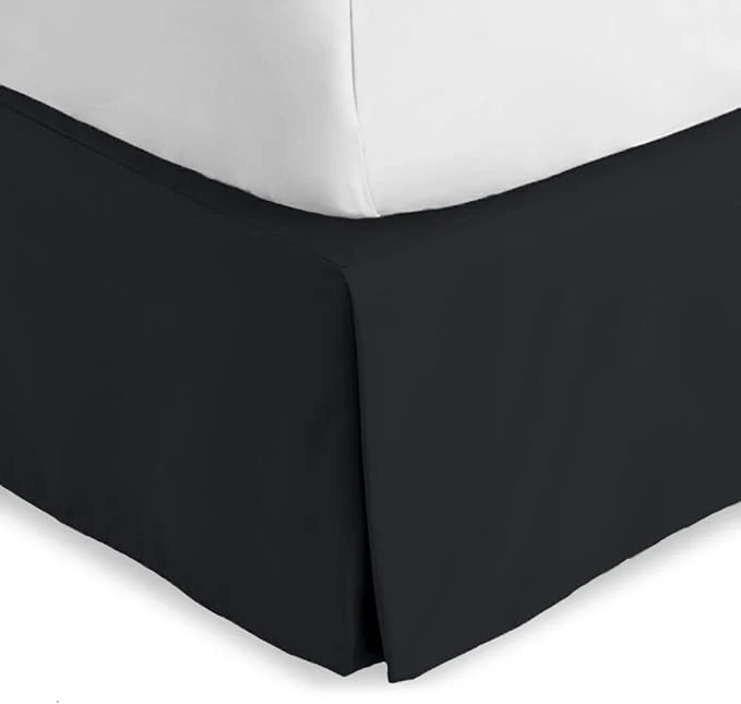 Artisan Bare Home King Bed Skirt - 15-Inch Tailored Drop Easy Fit - Bed Skirt for Beds - Center amp Corner Pleats King Black Innovative