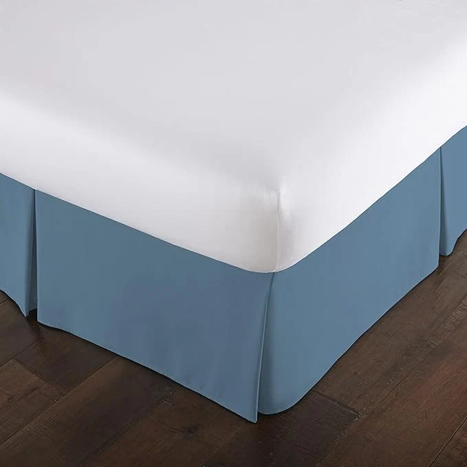 Exceptional Southshore Fine Living Inc. Pleated Queen Bed Skirt 14 Inch Drop Dust Ruffle Queen Size Pet Hair Resistant Microfiber Blue Queen Dust Ruffle Easy Care - Coronet Blue Excellent