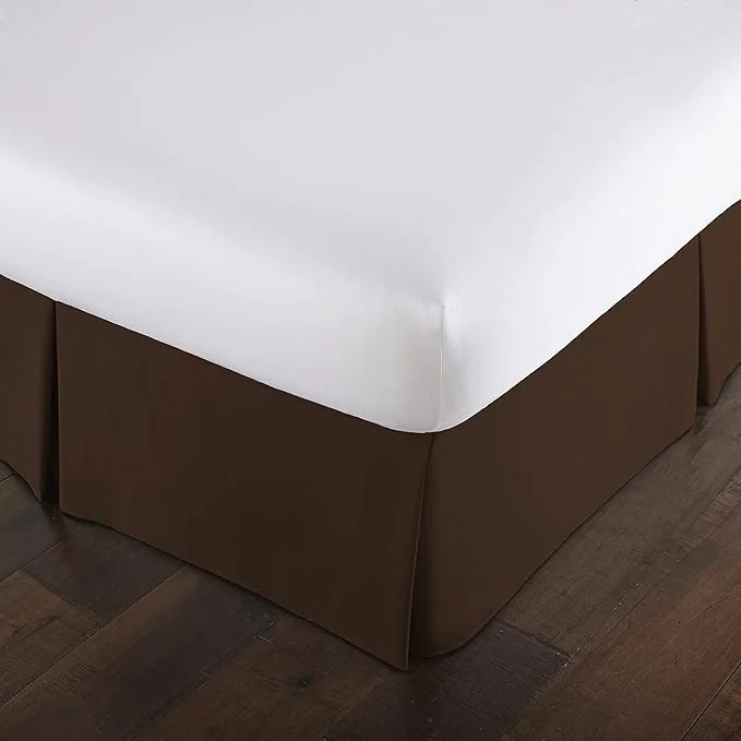 Original Southshore Fine Living Inc. Pleated Cal King Bed Skirt 14 Inch Drop Bed Skirt California King Size Wrinkle Resistant Microfiber Dust Ruffle Pet Hair Resistant Bedding Oeko-Tex Chocolate Brown Minimalist