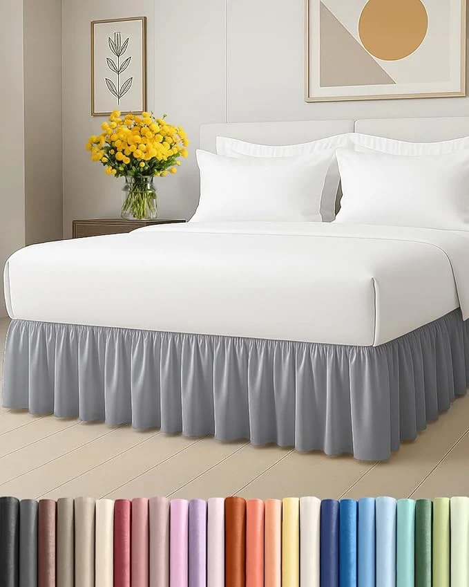 Contemporary Bedskirt Full Size Ruffle - 18 inch Drop Dust Ruffle Bed Skirt with Platform - Soft Easy Fit Premium Hotel Quality - Wrinkle Fade amp Shrink Resistant - for Women Men Kids and Teens - Steel Blue Reliable