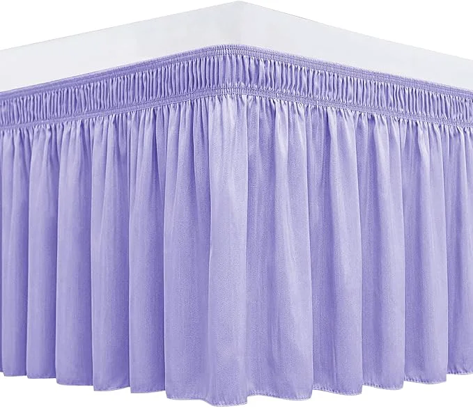 Carefully Designed Biscaynebay Wrap Around Bed Skirts for King amp Cal King Beds 18 quot Drop Lavender Adjustable Elastic Dust Ruffles Easy Fit Wrinkle Resistant Silky Luxurious Fabric Machine Washable Quality