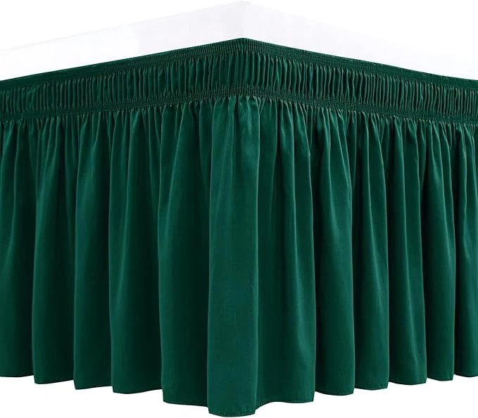 Premium Biscaynebay Wrap Around Bed Skirts for King amp Cal King Beds 15 quot Drop Christmas Hunter Green Adjustable Elastic Dust Ruffles Easy Fit Wrinkle amp Fade Resistant Silky Luxurious Fabric Machine Washable Clean