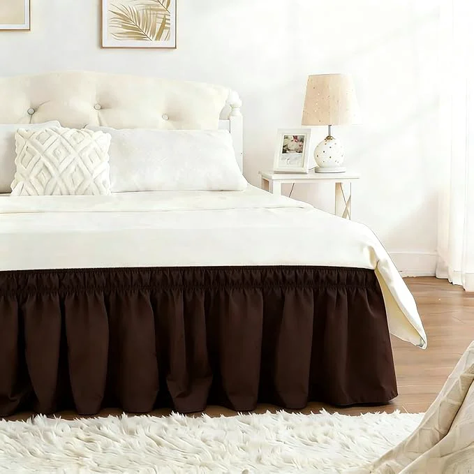 Expertly Made RIMELA Bed Skirt King Size 15 Inch Drop Elastic Bed Skirting for Bed Base and Frame Bedding Dust Ruffle Easy to Install Wrap Around Adjustable Bedskirt Chocolate Brown Next-Generation