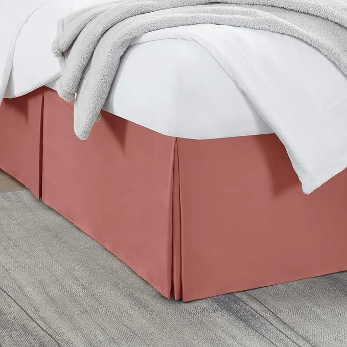 Original Design Nestl Pink Clay Bed Skirt Cal King Size - Cal King Bed Skirt 14 Inch Drop - Brushed Microfiber Bed Skirts - Hotel Quality Pleated Bed Skirt - Shrinkage amp Fade Resistant Original