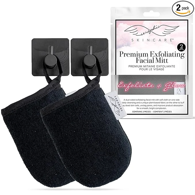 Sustainable Seraphic Skincare Premium Exfoliating Facial Mitt – Dual-Sided Face Scrubber Environmentally Friendly