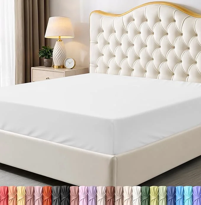 Recyclable Utopia Bedding King Fitted Sheet - Bottom Sheet - Deep Pocket - Comfy Microfiber - Easy Care -1 Fitted Sheet Only White Solid