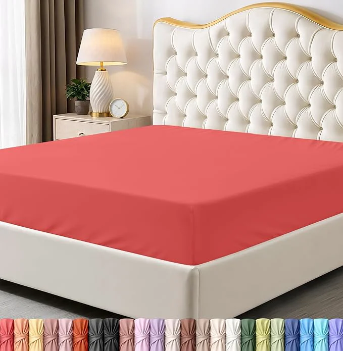 Breathable Utopia Bedding Queen Fitted Sheet - Bottom Sheet - Deep Pocket - Soft Microfiber - Shrinkage and Fade Resistant - Easy Care -1 Fitted Sheet Only Coral Smooth