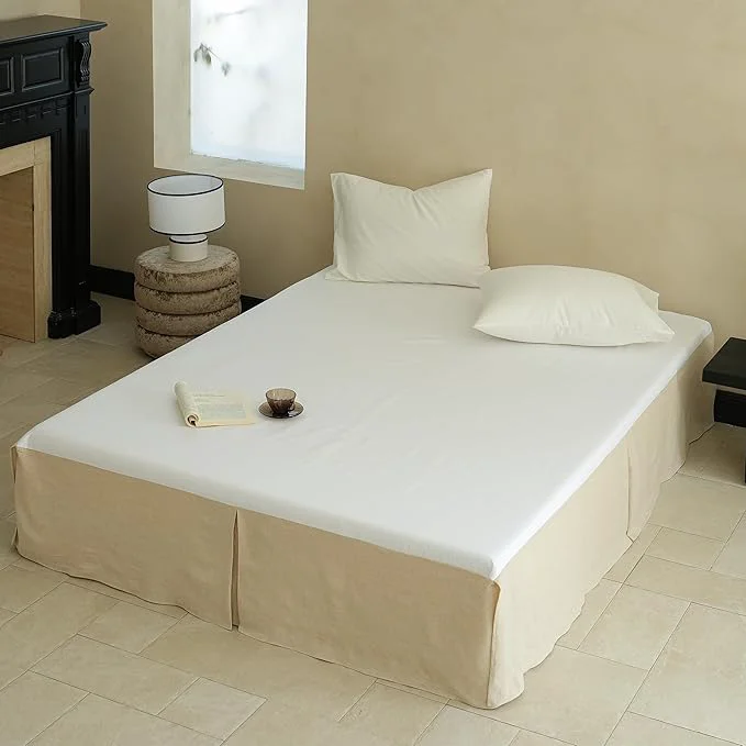 Optimized Simple amp Opulence French Linen Bed Skirt with Classic 14 inch Drop Dust Ruffle Tailored Draped Premium Natural Flax Cotton Blend Basic Dust Easy Fit Breathable Farmhouse Bedding Twin Basic Linen Fast