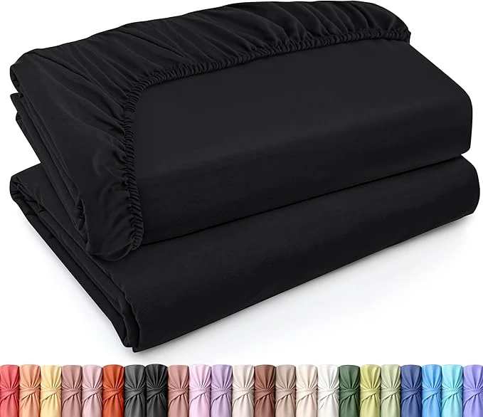 Premium Utopia Bedding Twin XL Fitted Sheets - Bulk Pack of 2 Bottom Sheets - Soft Brushed Microfiber - Deep Pockets - Shrinkage amp Fade Resistant - Easy Care Twin XL Black Selected