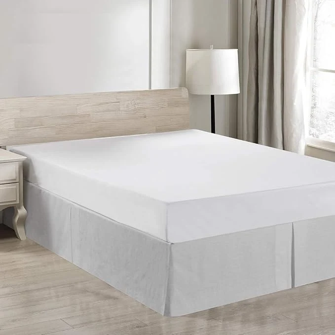 Reusable Simple amp Opulence Belgian Linen Bed Skirt with Classic 14 inch Tailored Drop Dust Ruffle Easy Fit Breathable Premium Natural Flax- Basic Grey King Fine