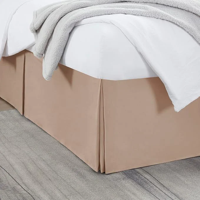 Elite Nestl Taupe Full XL Bed Skirt - Full XL Size Bed Skirt 14 Inch Drop - Brushed Microfiber Bed Skirts - Hotel Quality Pleated Bed Skirt - Shrinkage amp Fade Resistant World-Class