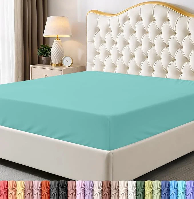 Practical Utopia Bedding Full Fitted Sheet - Bottom Sheet - Deep Pocket - Soft Microfiber - Shrinkage and Fade Resistant - Easy Care -1 Fitted Sheet Only Spa Blue Reusable
