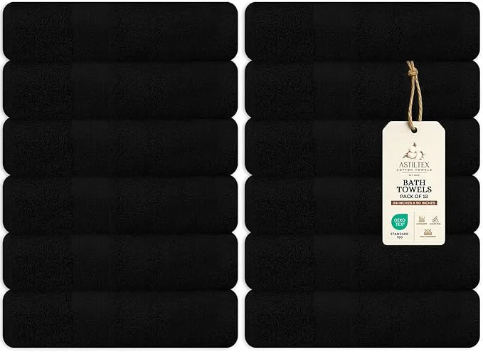 Professional Bulk Large Bath Towels Set of 12 – Cotton Terry – 24 x 50 – Quick Dry Modern