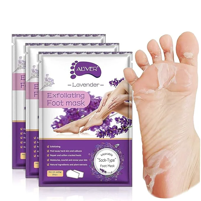 Smooth ALIVER Foot Peel Mask 3 Pack Exfoliator Peel Off Calluses Dead Skin Callus Minimalist