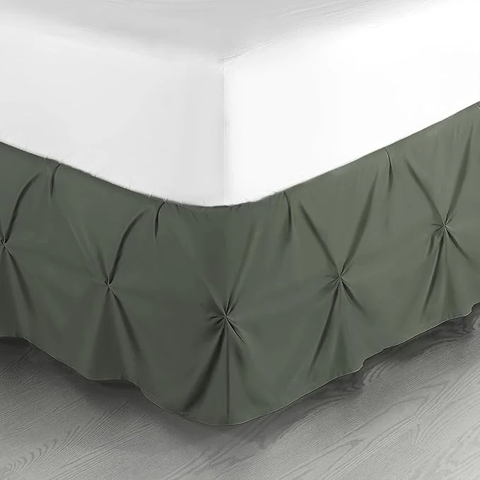 Natural Nestl Olive Green Bed Skirt Full Size Pinch Pleat Full Bed Skirt 14 quot Inch Drop Full Bedskirt Hotel Quality Olive Green Bed Skirts Premium Microfiber Bedskirt for Full Bed Olive Green Full Bed Skirt Long-Lasting