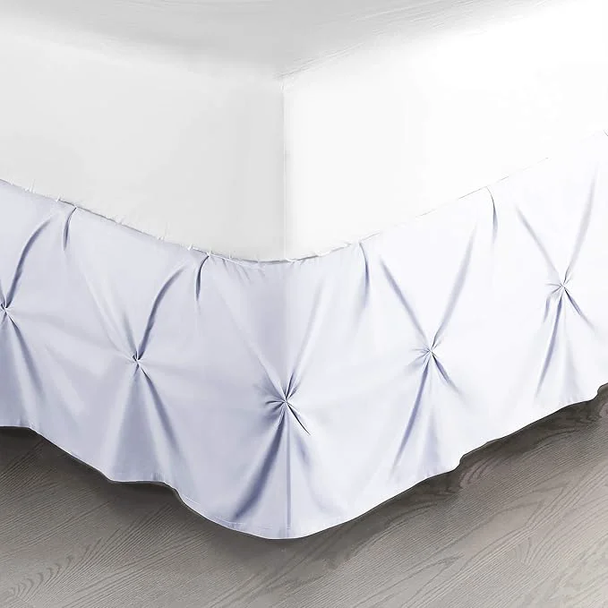 Refined Nestl Ice Blue Bed Skirt King Size Pinch Pleat King Bed Skirt 14 quot Inch Drop King Bedskirt Hotel Quality Ice Blue Bed Skirts Premium Microfiber Bedskirt for King Bed Ice Blue King Size Bed Skirt Convenient