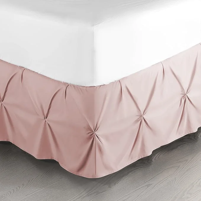 Soft Nestl Blush Pink Bed Skirt Queen Size Pinch Pleat Queen Bed Skirt 14 quot Inch Drop Queen Bedskirt Hotel Quality Blush Pink Bed Skirts Microfiber Bedskirt for Queen Bed Blush Pink Queen Bed Skirt Carefully Designed