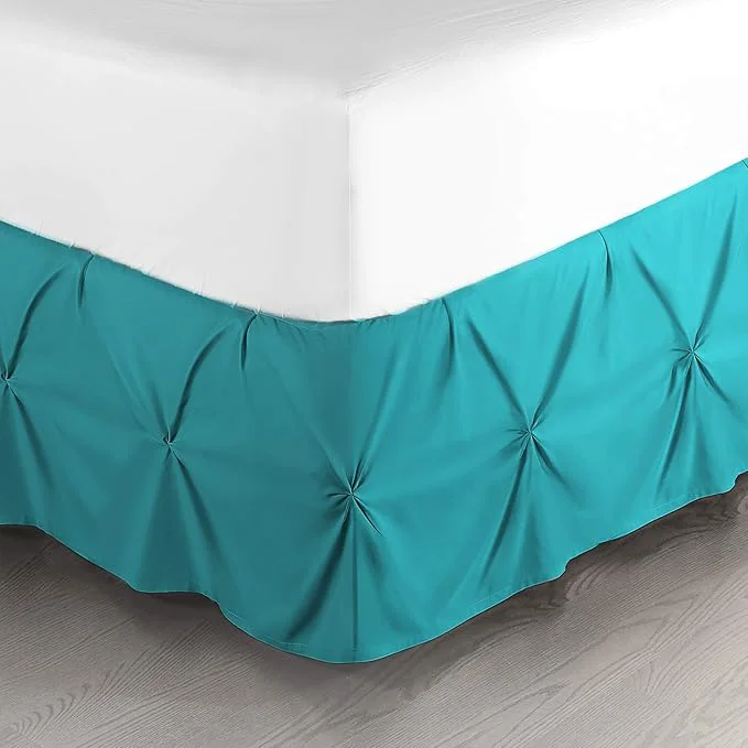 Official Nestl Teal Bed Skirt Full Size Pinch Pleat Full Bed Skirt 14 quot Inch Drop Full Bedskirt Hotel Quality Teal Bed Skirts Premium Microfiber Bedskirt for Full Bed Teal Full Bed Skirt Smart