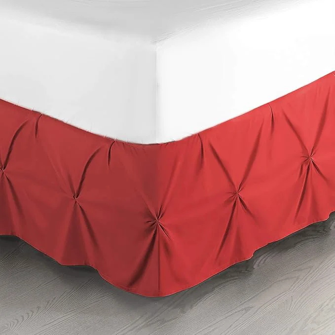 Elegant Nestl Red Bed Skirt Queen Size Pinch Pleat Queen Bed Skirt 14 quot Inch Drop Queen Bedskirt Hotel Quality Red Bed Skirts Premium Microfiber Bedskirt for Queen Bed Red Queen Bed Skirt Outstanding