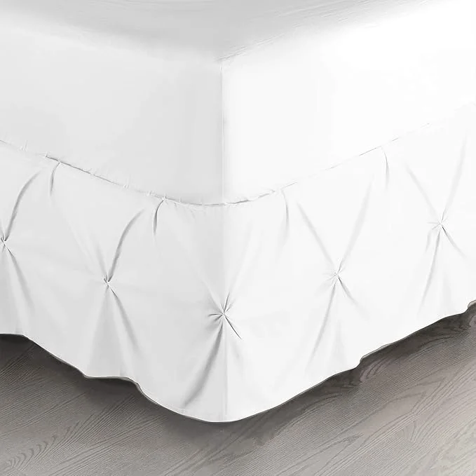 Trusted Nestl White Bed Skirt Queen Size Pinch Pleat Queen Bed Skirt 14 quot Inch Drop Queen Bedskirt Hotel Quality White Bed Skirts Premium Microfiber Bedskirt for Queen Bed White Queen Bed Skirt Modern