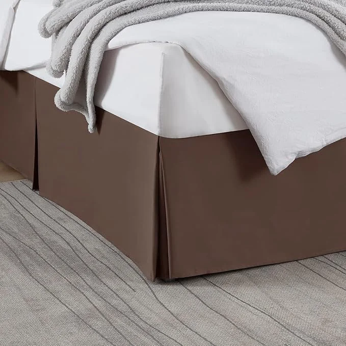 Classic Nestl Dark Brown Full XL Bed Skirt - Full XL Size Bed Skirt 14 Inch Drop - Brushed Microfiber Bed Skirts - Hotel Quality Pleated Bed Skirt - Shrinkage amp Fade Resistant Optimized