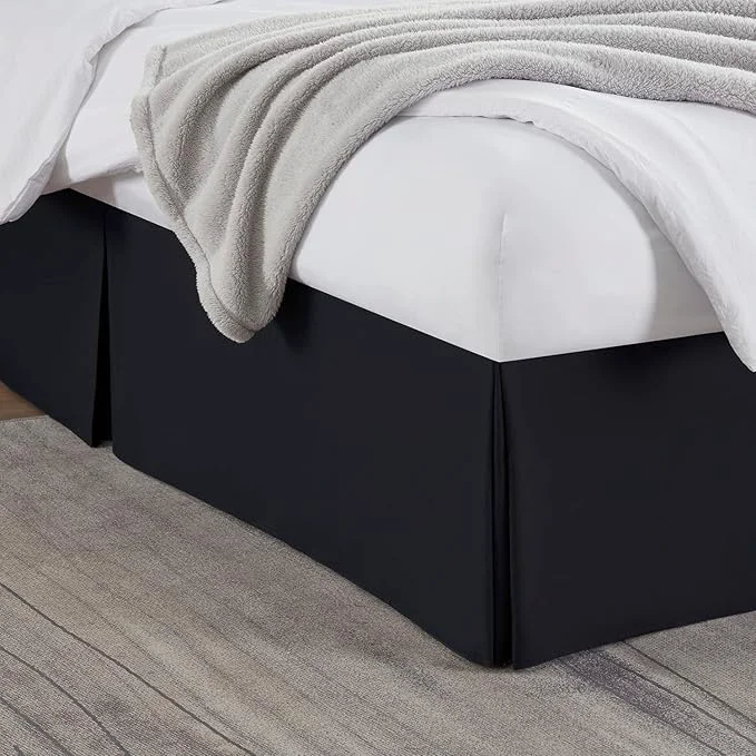 High-Quality Nestl Black Full Bed Skirt - Full Size Bed Skirt 14 Inch Drop - Brushed Microfiber Bed Skirts - Hotel Quality Pleated Bed Skirt - Shrinkage amp Fade Resistant Secure