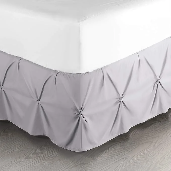 Detailed Nestl Grey Lavender Bed Skirt Twin Size Pinch Pleat Twin Bed Skirt 14 quot Inch Drop Twin Bedskirt Hotel Quality Grey Lavender Bed Skirts Premium Microfiber Grey Lavender Twin Bed Skirt Authentic