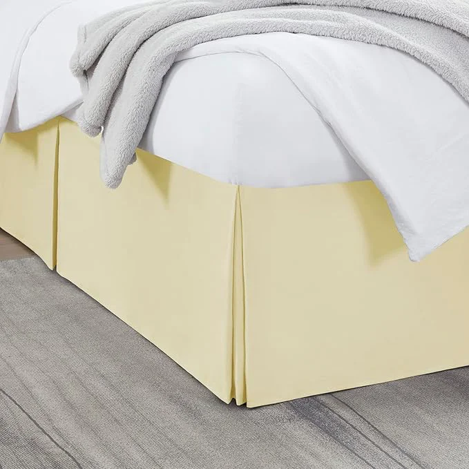 Functional Nestl Vanilla Yellow Twin Bed Skirt - Twin Size Bed Skirt 14 Inch Drop - Brushed Microfiber Bed Skirts - Hotel Quality Pleated Bed Skirt - Shrinkage amp Fade Resistant Soft