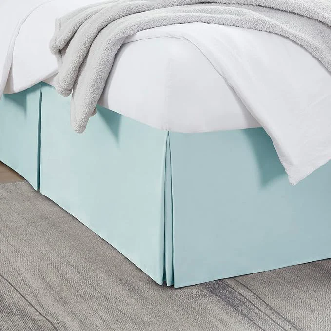 Effective Nestl Light Baby Blue Full XL Bed Skirt - Full XL Size Bed Skirt 14 Inch Drop - Brushed Microfiber Bed Skirts - Hotel Quality Pleated Bed Skirt - Shrinkage amp Fade Resistant Functional