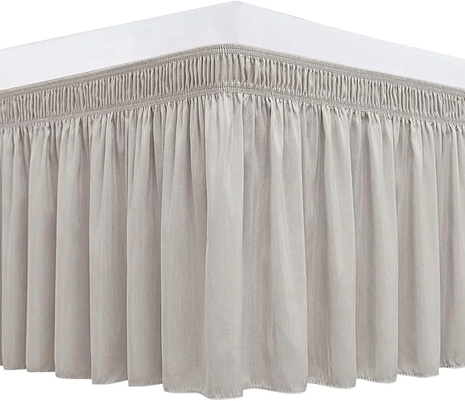 Consistent Biscaynebay Wrap Around Bed Skirts for King amp Cal King Beds Short Drop of 12 quot Camel Grey Adjustable Elastic Dust Ruffles Easy Fit Wrinkle Resistant Silky Luxurious Fabric Machine Washable Fine Crafted