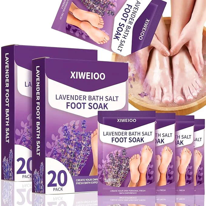 Easy-to-Use 40 Packs of Foot Bath soak Salts kit Lavender Epsom Salts Tea Tree Oil Dry Sophisticated