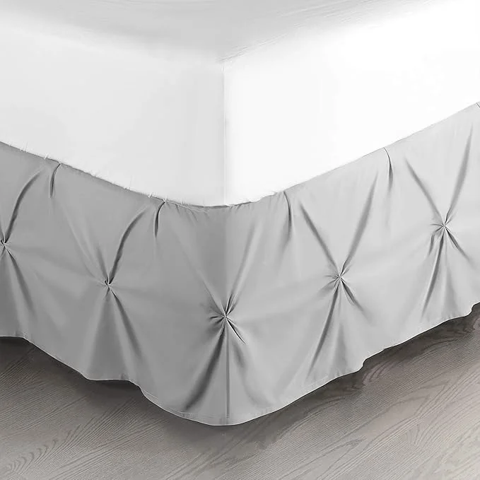 Crafted Nestl Light Grey Bed Skirt Queen Size Pinch Pleat Queen Bed Skirt 14 quot Inch Drop Queen Bedskirt Hotel Quality Light Grey Bed Skirts Microfiber Bedskirt for Queen Bed Light Grey Queen Bed Skirt Effective