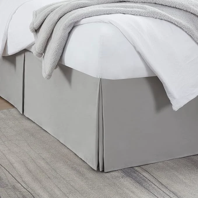 Flexible Nestl Silver Bed Skirt King Size - King Bed Skirt 14 Inch Drop - Brushed Microfiber Bed Skirts - Hotel Quality Pleated Bed Skirt - Shrinkage amp Fade Resistant Specialty