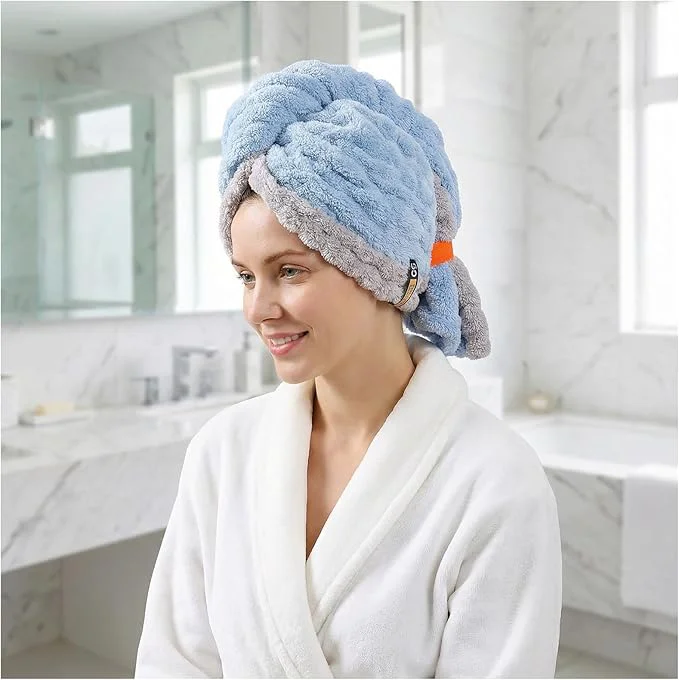 Organic Hair Towel Wrap for Women High Absorbency Hair Drying Towel Wrap Lightweight Contemporary