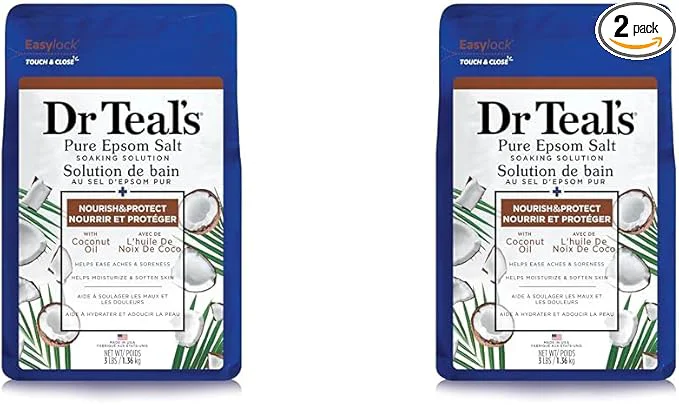 Easy-to-Use Dr Teal's Salt Soak with Pure Epsom Salt Nourish Protect with Coconut Oil Organic