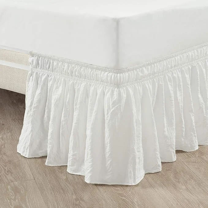 Carefully Designed Lush Decor Ruched Ruffle Elastic Easy Wrap Around Bed Skirt Single Queen King Cal King Off White - Queen Bed Skirt - Dust Ruffle - Cream Bedskirts High-Quality