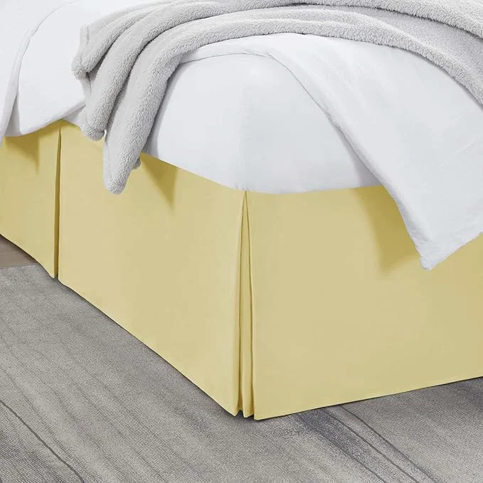 Smooth Nestl Vanilla Yellow Bed Skirt King Size - King Bed Skirt 14 Inch Drop - Brushed Microfiber Bed Skirts - Hotel Quality Pleated Bed Skirt - Shrinkage amp Fade Resistant Unique