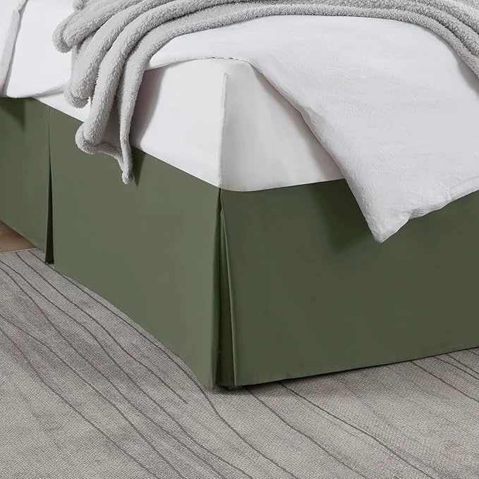 Enhanced Nestl Olive Green Bed Skirt King Size - King Bed Skirt 14 Inch Drop - Brushed Microfiber Bed Skirts - Hotel Quality Pleated Bed Skirt - Shrinkage amp Fade Resistant Outstanding