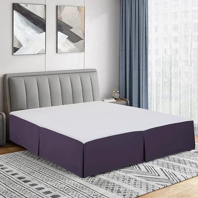 Comfortable Cathay Home Double Brushed Microfiber Pleated Easy Fit Bed Skirt Ultra Soft Fade and Wrinkle Resistant - Eggplant California King Powerful