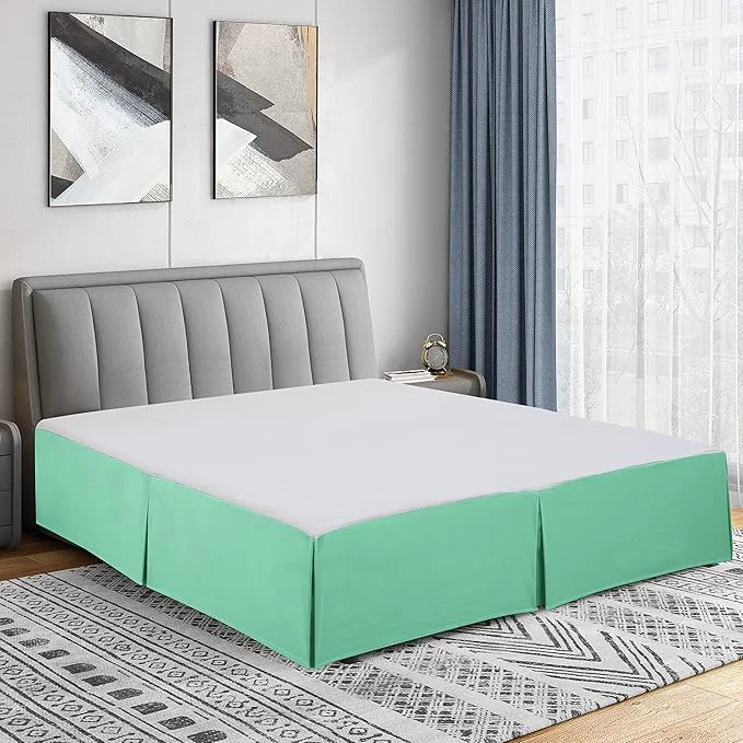 Stylish Cathay Home Double Brushed Microfiber Pleated Easy Fit Bed Skirt Ultra Soft Fade and Wrinkle Resistant - Sea Foam Queen Durable