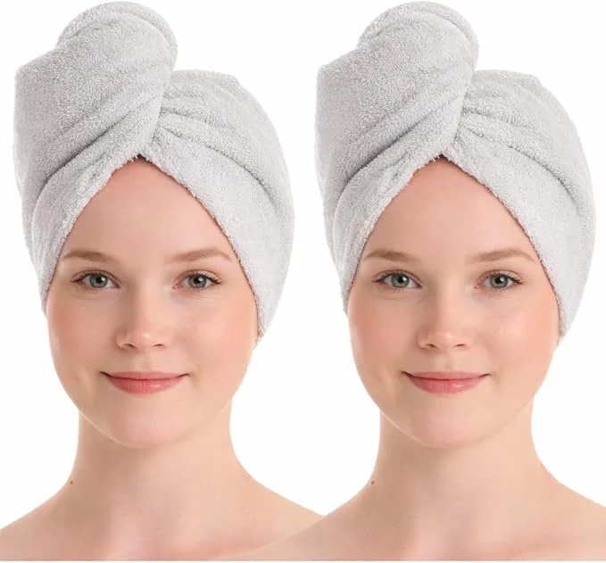 Reliable Turkish Cotton Hair Towel Wrap 2 Pack – Oeko-TEX Quick Dry Turban Prestigious