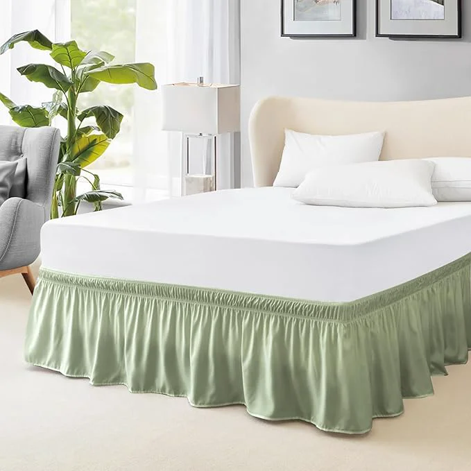 Selected FreshCulture Twin Bed Skirt Elastic Wrap Around Bed Skirt Twin Size Bed Skirts for Adjustable Bed Easy Fit with 18 Inch Drop Length Hotel Quality Dust Ruffle for Twin Bed Sage Green Durable
